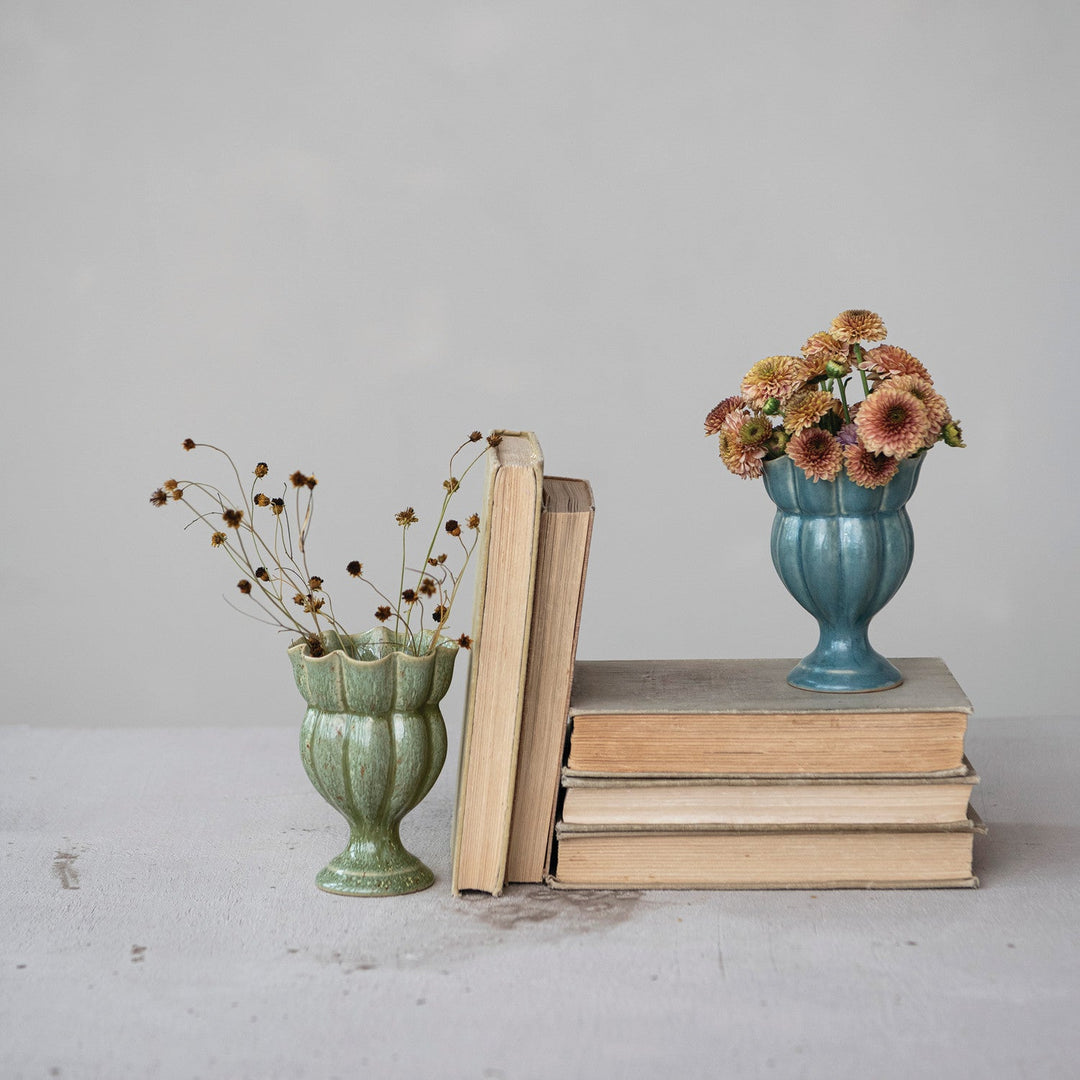 Scalloped Footed Vase - Merry PigletsCreative Co-Op