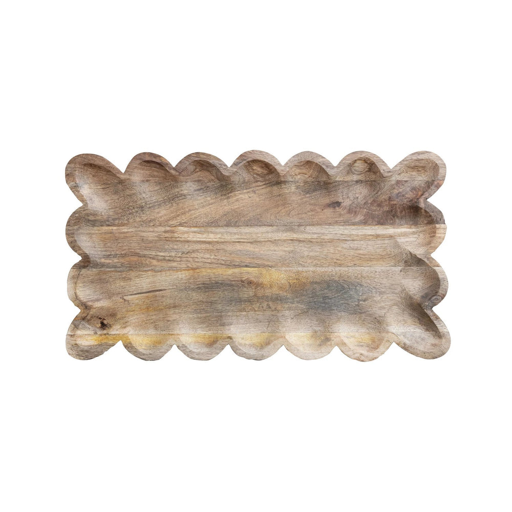 Scalloped Wood Tray - Merry PigletsCreative Co - Op