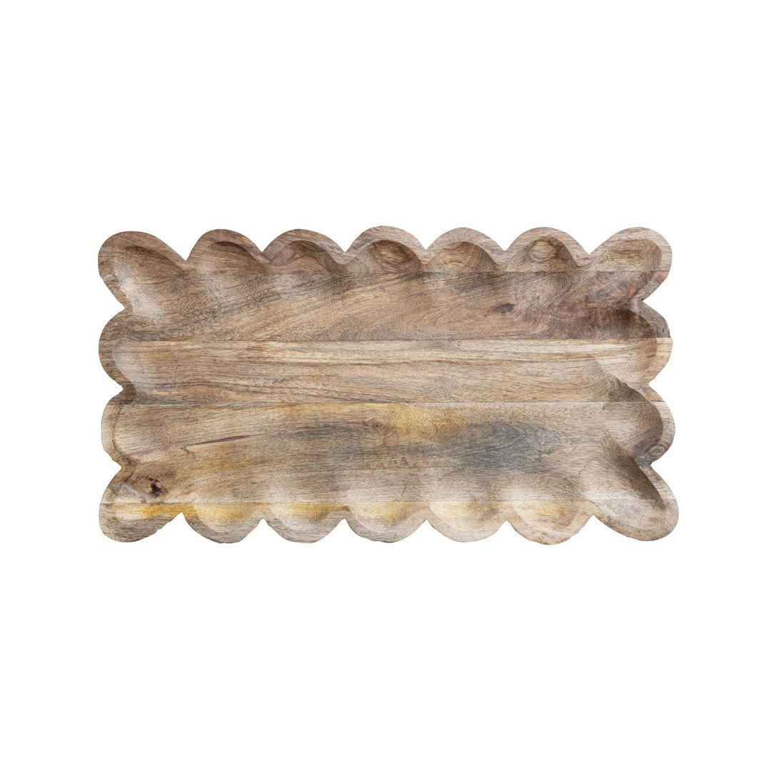 Scalloped Wood Tray - Merry PigletsCreative Co - Op