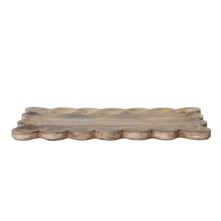 Scalloped Wood Tray - Merry PigletsCreative Co - Op