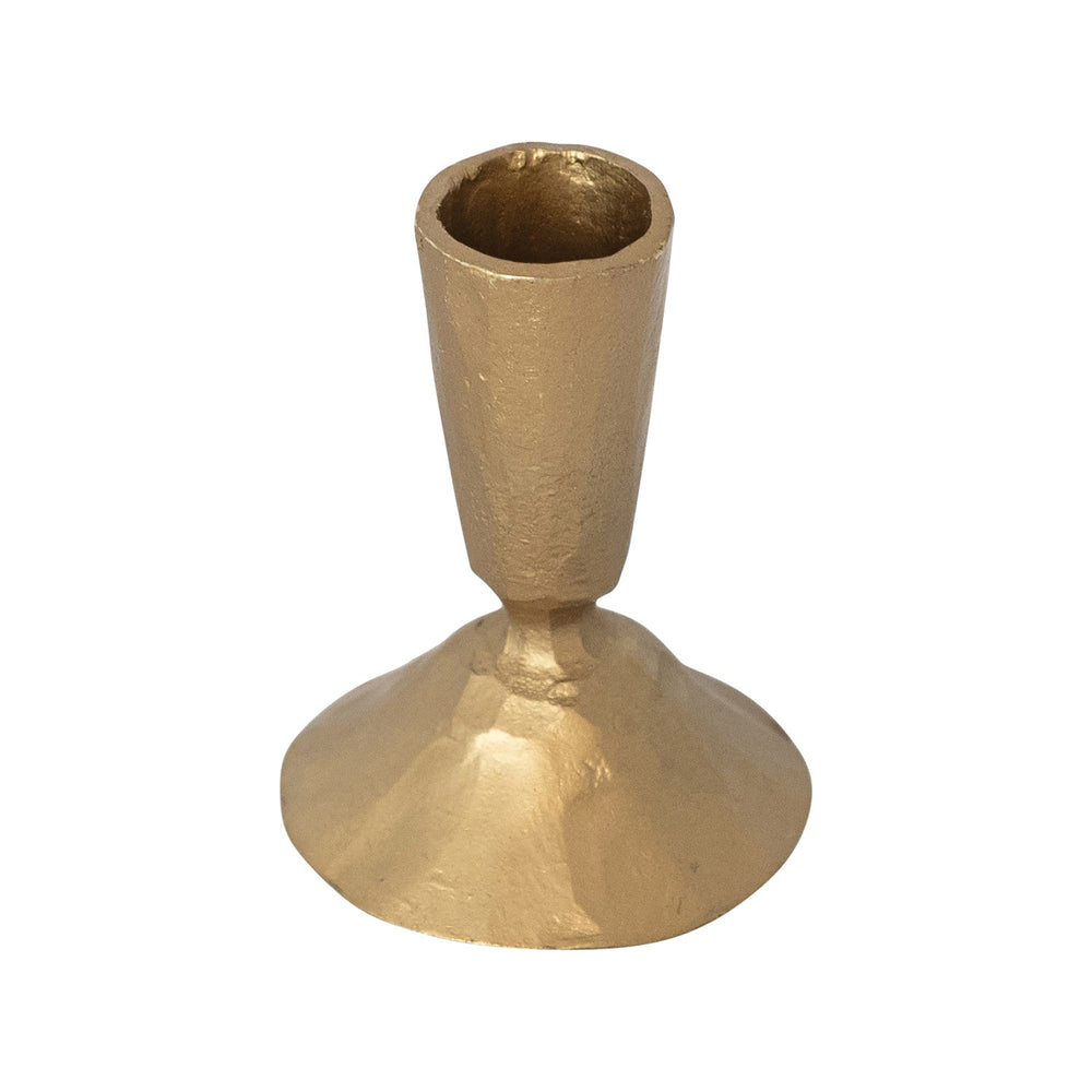 Short Iron Gold Taper Holder - Merry PigletsCreative Co - Op