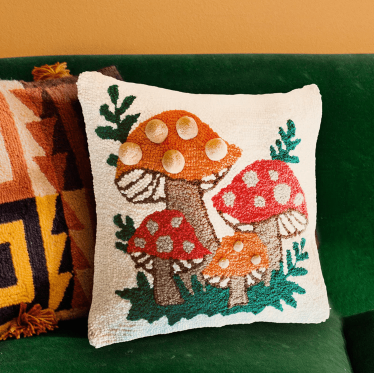 Shroomy Pom Pom Wool Hook Pillow - Merry PigletsPeking Handicraft