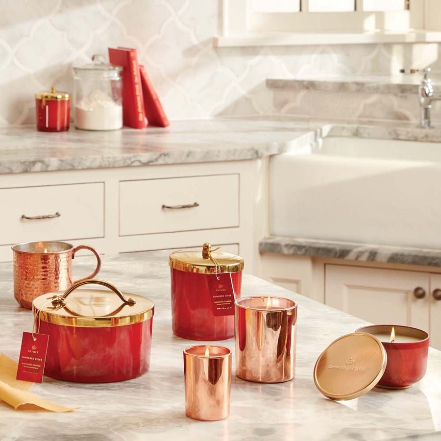 Simmered Cider Candle Tin with Gold Lid - Merry PigletsThymes