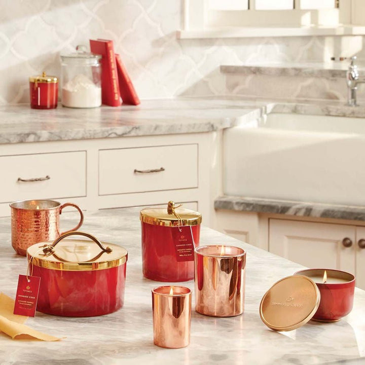 Simmered Cider Candle Tin with Gold Lid - Merry PigletsThymes