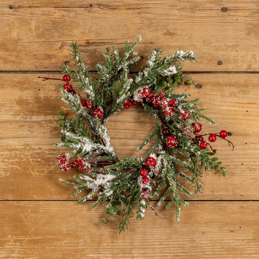Snowy Evergreen & Berries Candle Ring - Merry PigletsRagon House