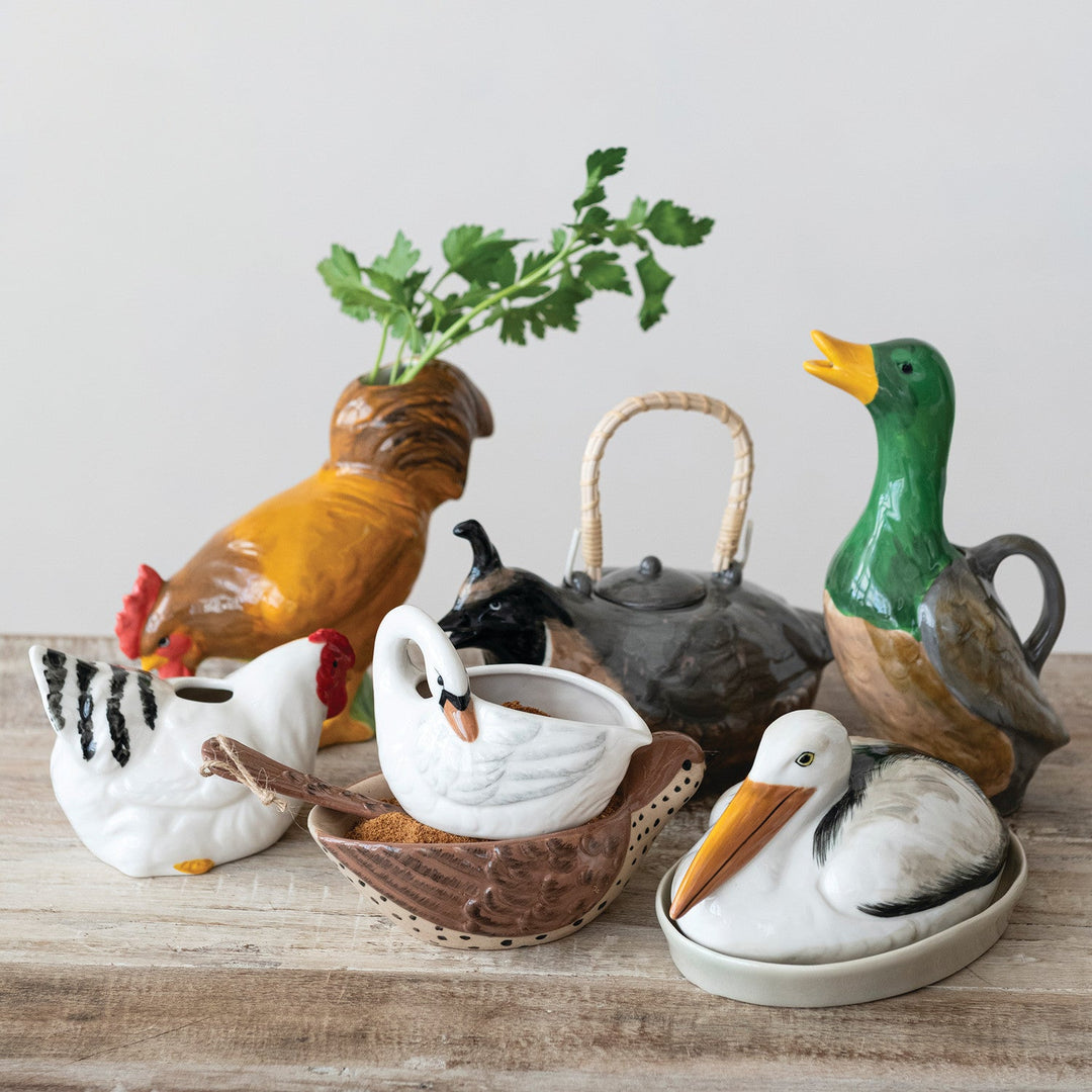 Stoneware Duck Pitcher - Merry PigletsCreative Co-Op