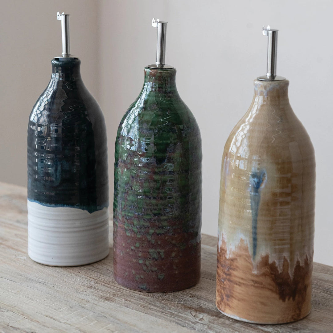 Stoneware Oil Dispenser - Merry PigletsCreative Co - Op
