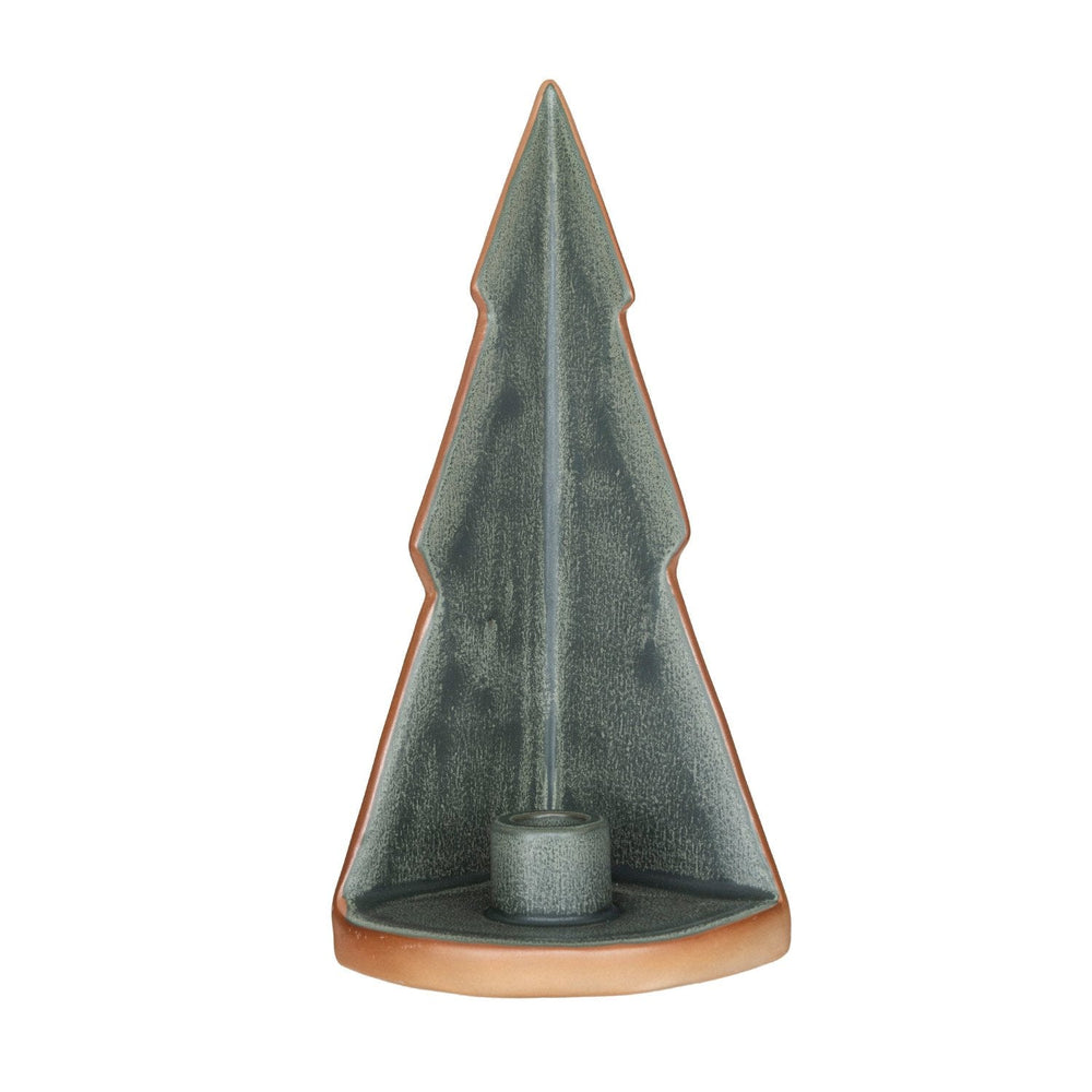 Stoneware Tree Taper Holder - Merry PigletsCreative Co - Op