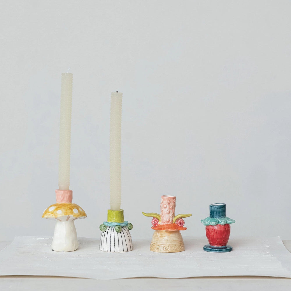 Strawberry Taper Holder - Merry PigletsCreative Co - Op