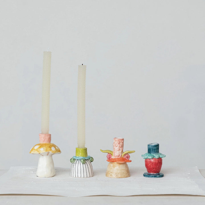 Strawberry Taper Holder - Merry PigletsCreative Co - Op