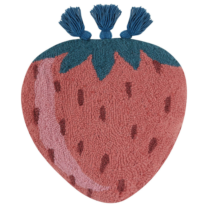 Strawberry Wool Hooked Pillow - Merry PigletsPeking Handicraft