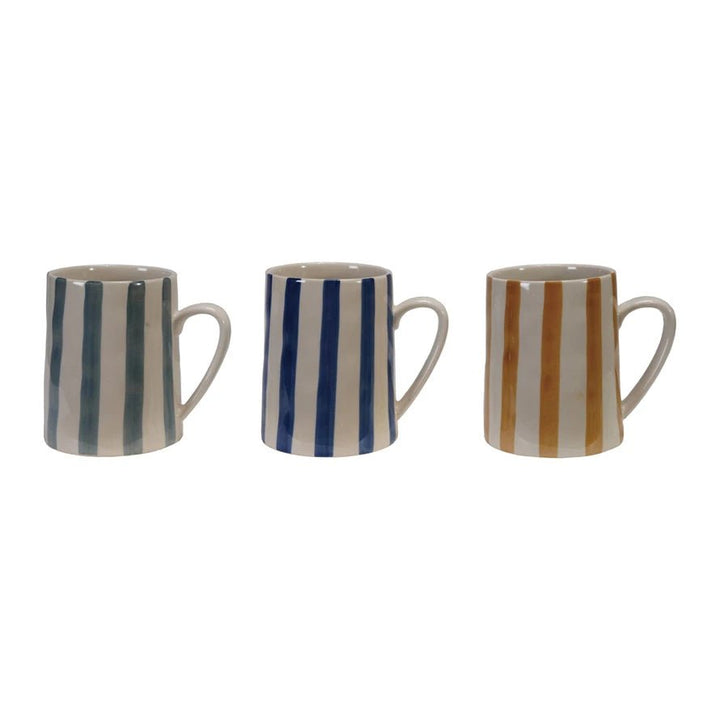 Striped Mug - Merry PigletsCreative Co - Op