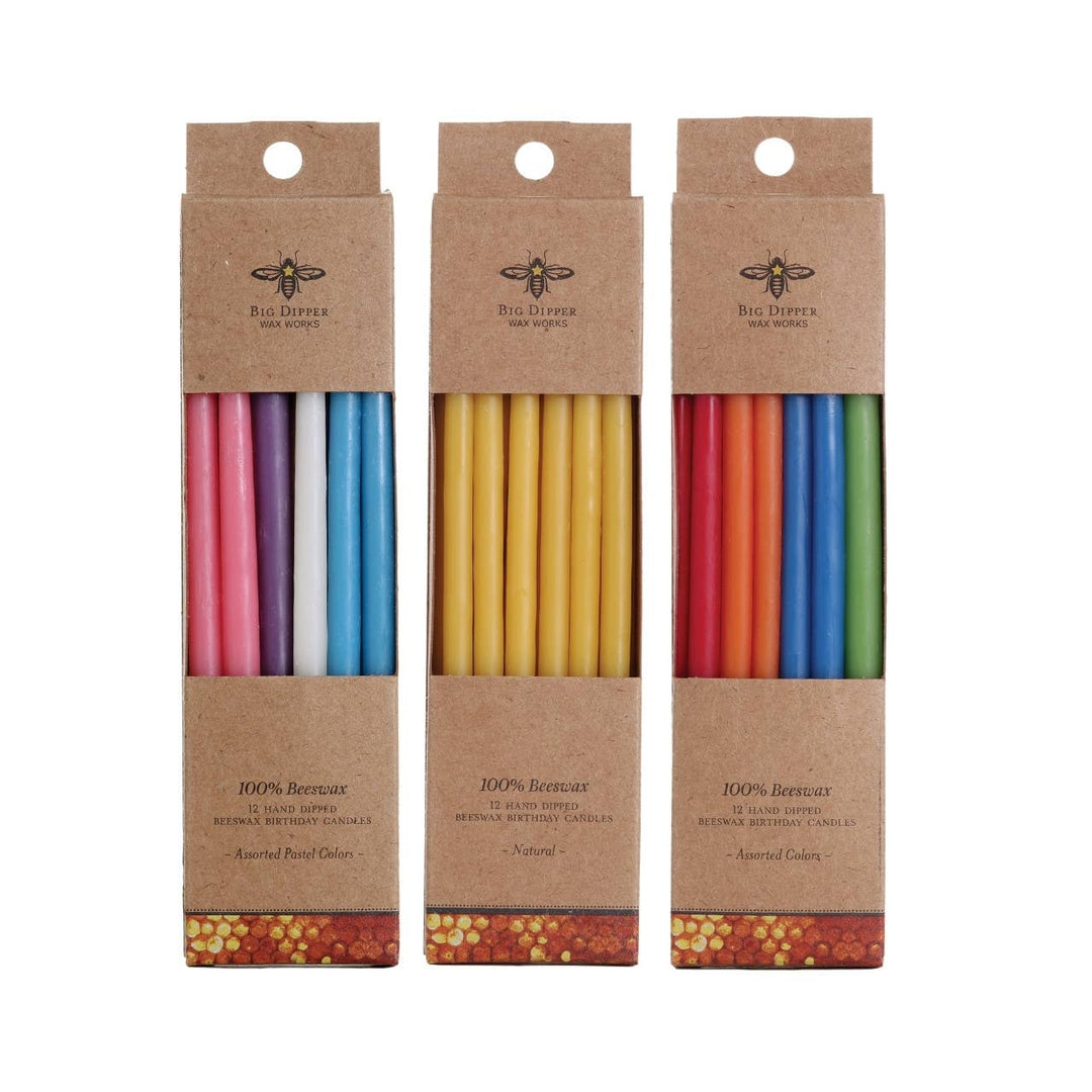 Tall Beeswax Birthday Candles - Merry PigletsBig Dipper Wax Works