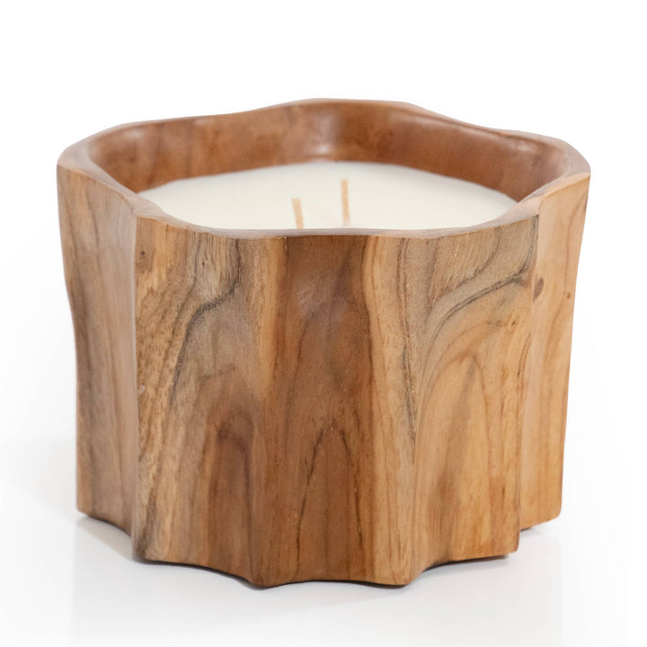 Teak Organic Wood Bowl Candle - Merry PigletsAndaluca