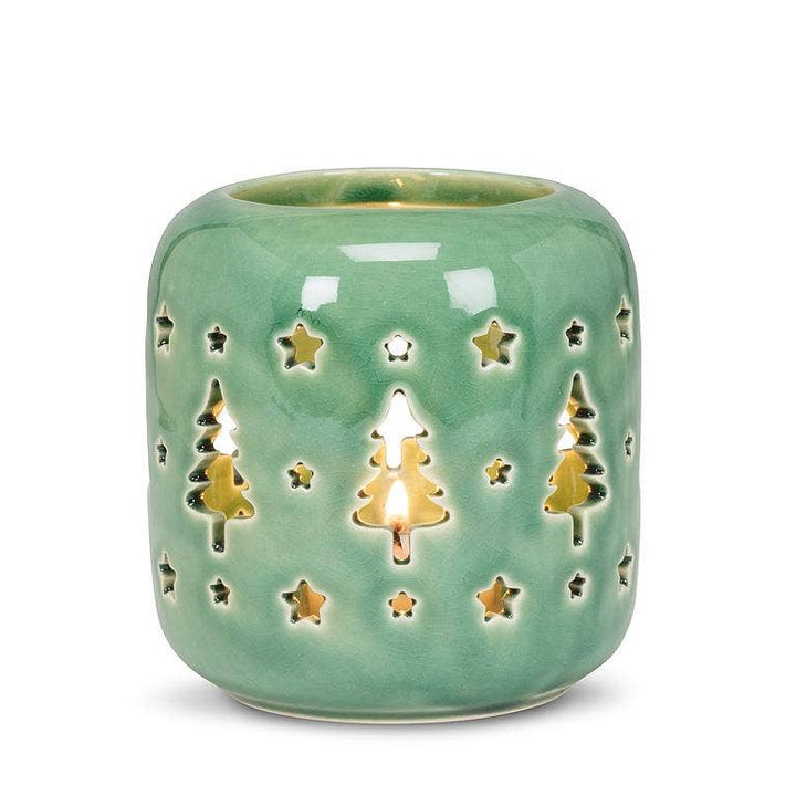 Tree & Star Cutout Tealight Holder - Merry PigletsAbbott