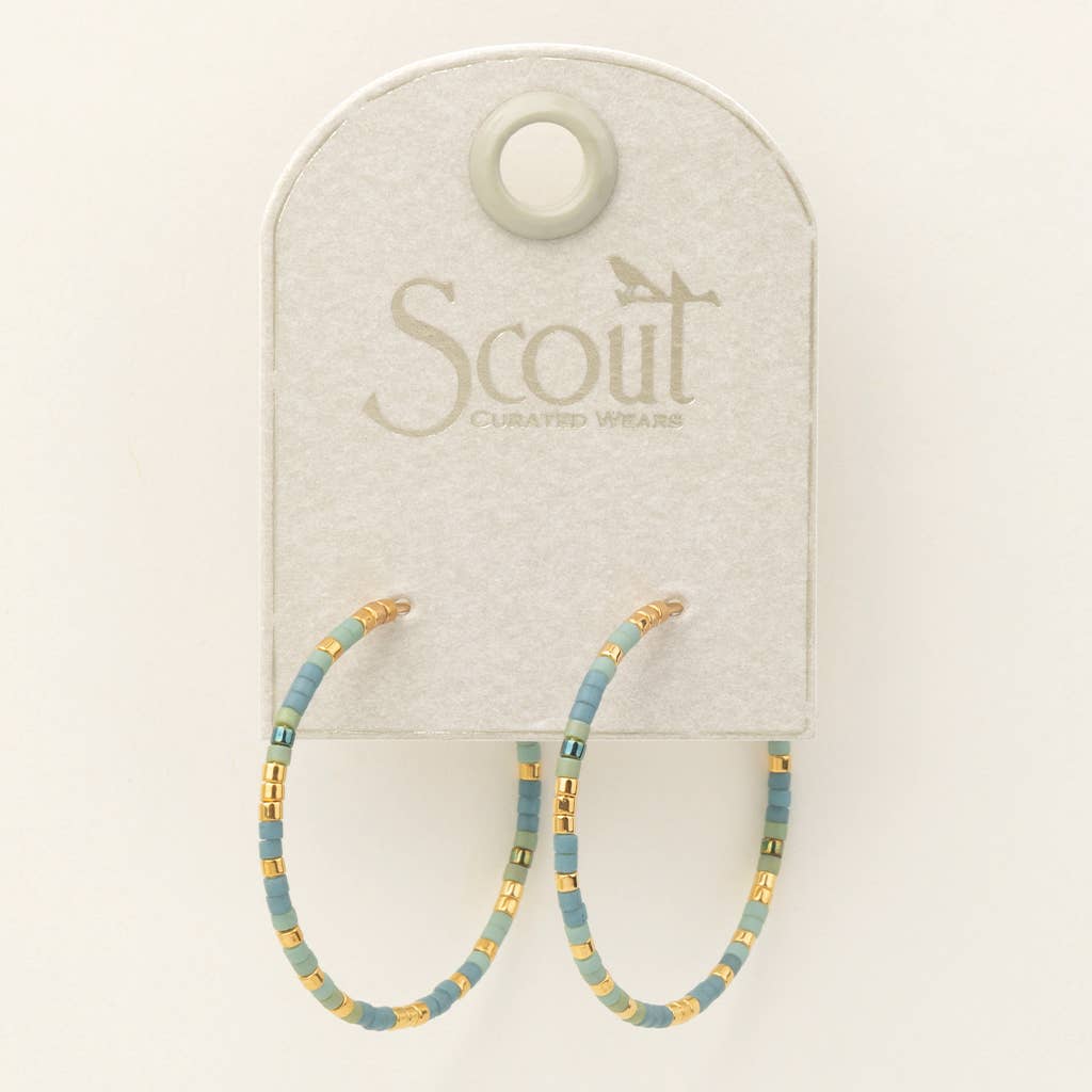 Turquoise Mint Gold Beaded Hoop Earrings - Merry PigletsScout Curated Wears