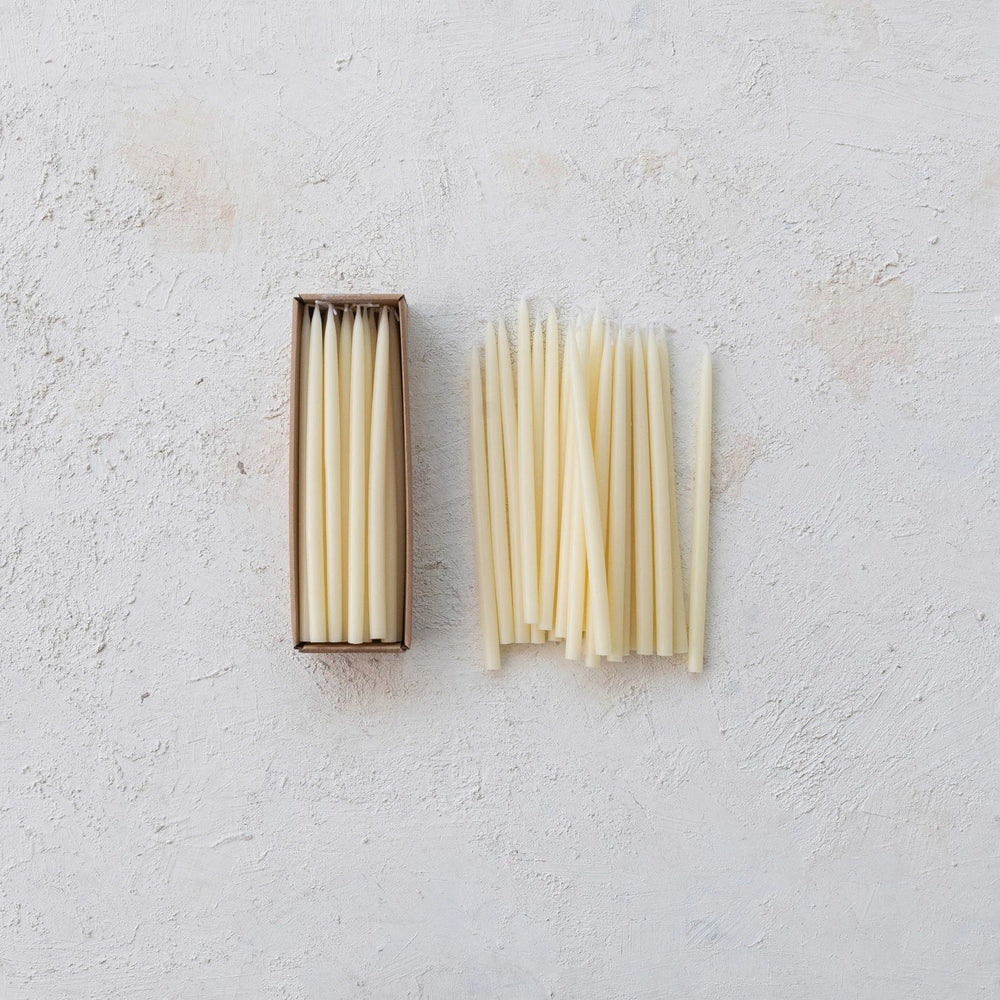 Unscented Thin IvoryTaper Candles - Merry PigletsCreative Co - Op