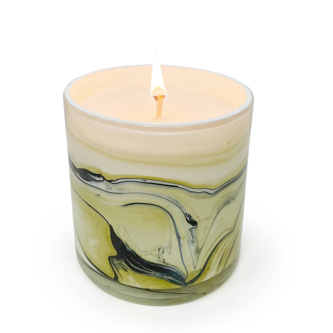Vetiver & Oak Swirl Glass Candle - Merry PigletsAndaluca