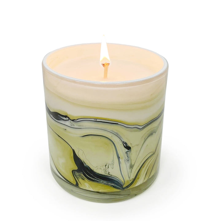 Vetiver & Oak Swirl Glass Candle - Merry PigletsAndaluca