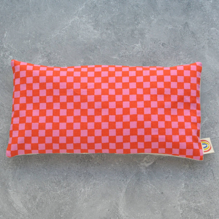 Weighted Lavender Eye Pillow: Pink Checkerboard - Merry PigletsMinor Thread