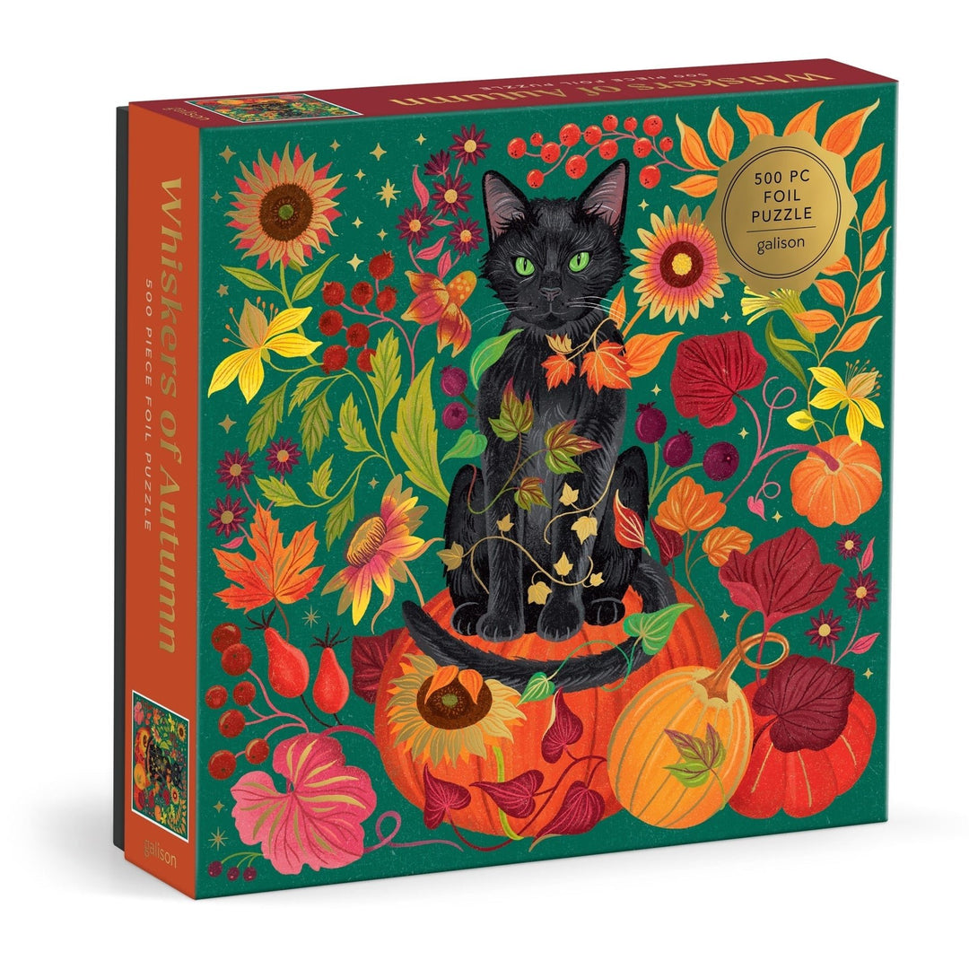 Whiskers of Autumn 500 Piece Foil Puzzle - Merry PigletsGalison