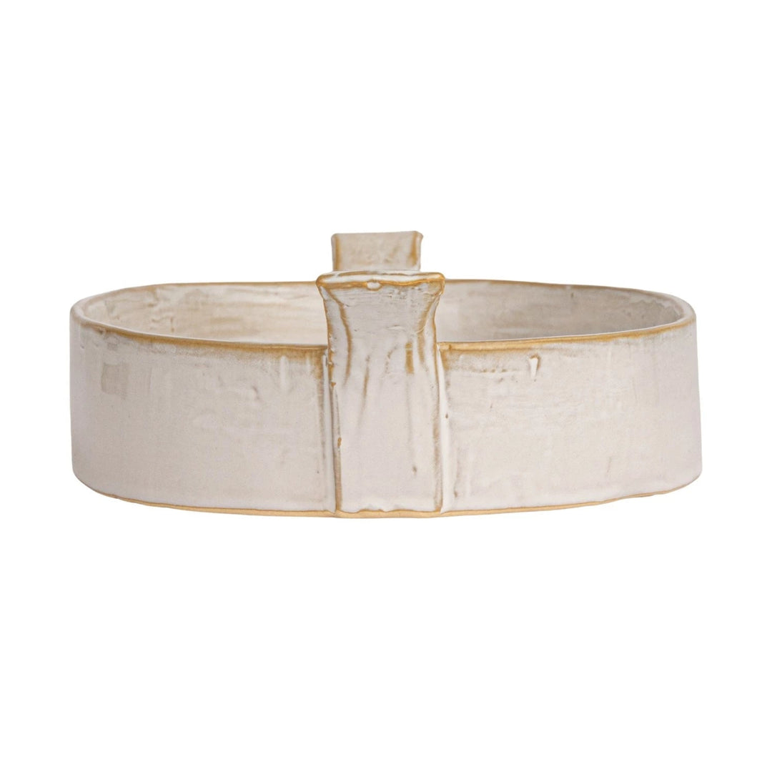 White Baker Dish - Merry PigletsCreative Co - Op