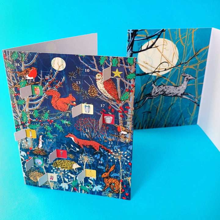 Winter Animals Advent Calendar Greeting Card - Merry PigletsRoger La Borde