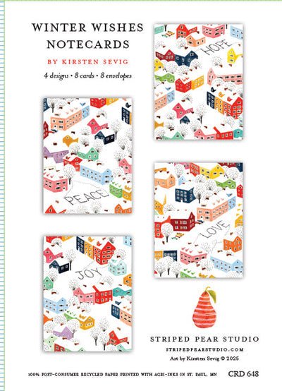 Winter Wishes Notecards - Merry PigletsSkandisk