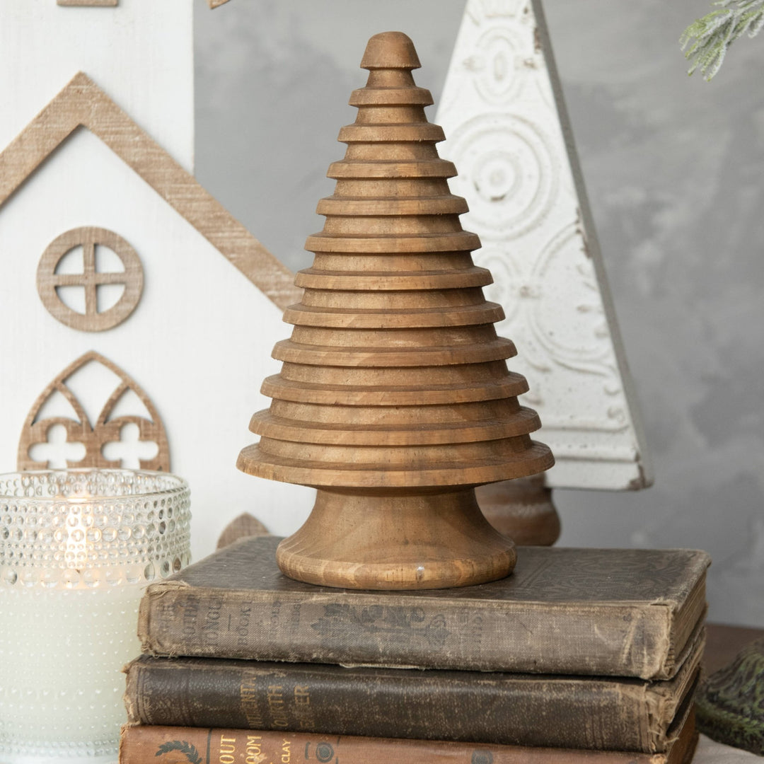 Wood Grooved Pine Tree - Merry PigletsRagon House