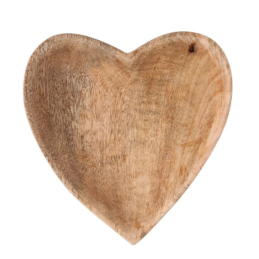 Wood Heart Shaped Bowl - Merry PigletsCreative Co - Op