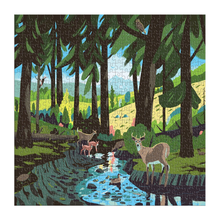 Woodland Pass 500 Piece Puzzle - Merry PigletsGalison