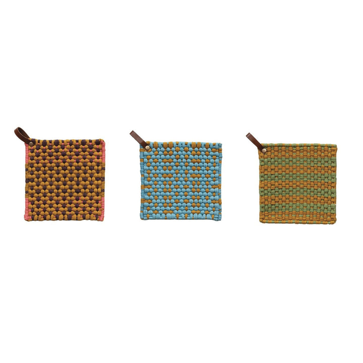 Woven Cotton Pot Holder - Merry PigletsCreative Co-Op