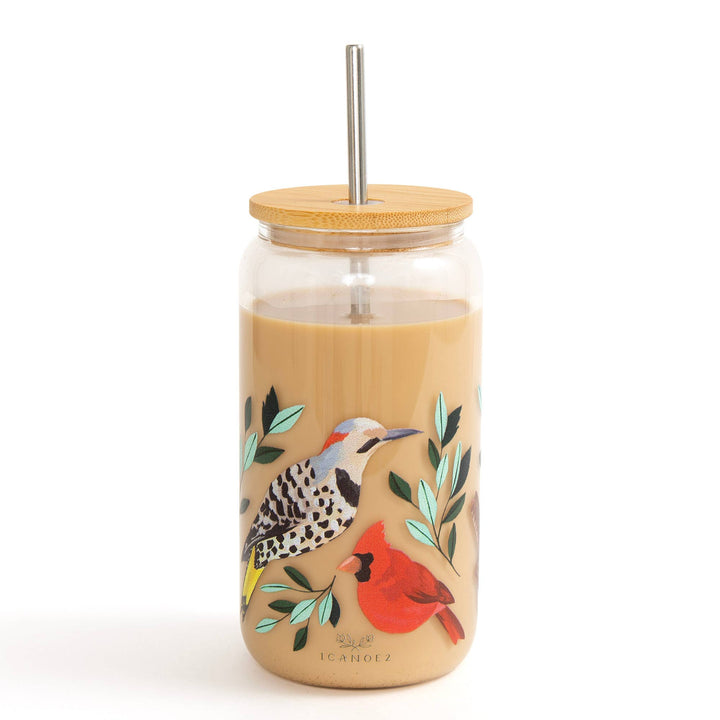 Feathered Friends Birds Glass Can - Merry Piglets1canoe2 | One Canoe Two Paper Co.