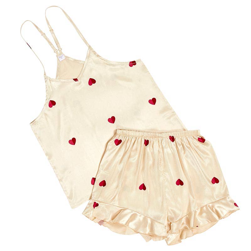 Hearts Cami + Ruffled Shorts PJ set - Large - Merry PigletsBella Sleep + Spa