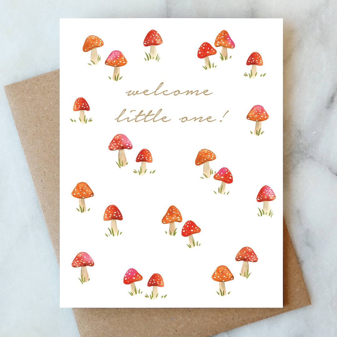 Little Mushroom Baby Greeting Card - Merry PigletsAbigail Jayne Design