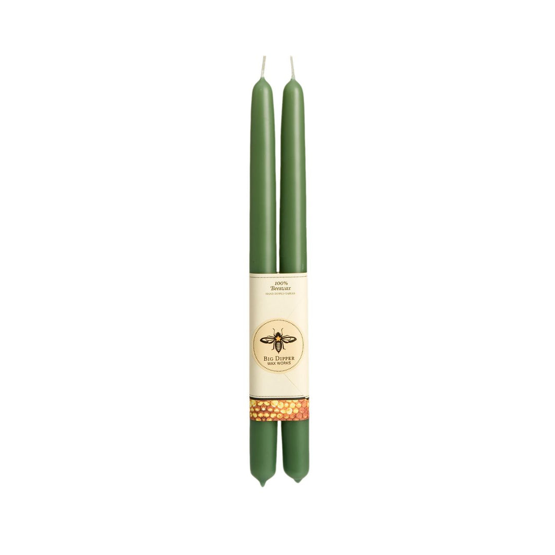 Moss Beeswax Taper Candles - Merry PigletsBig Dipper Wax Works