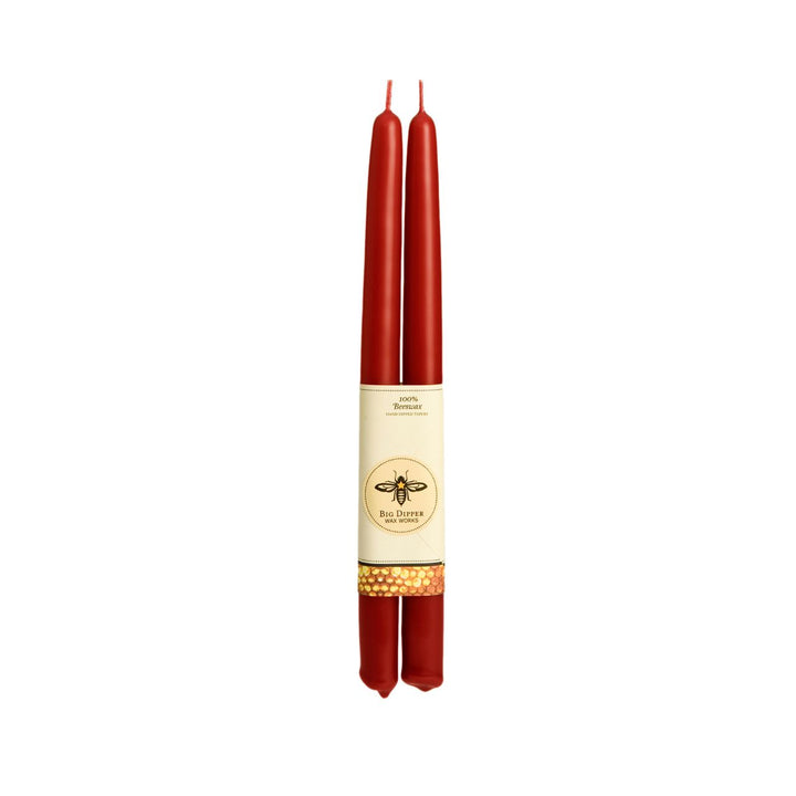 Red Beeswax Taper Candles - Merry PigletsBig Dipper Wax Works