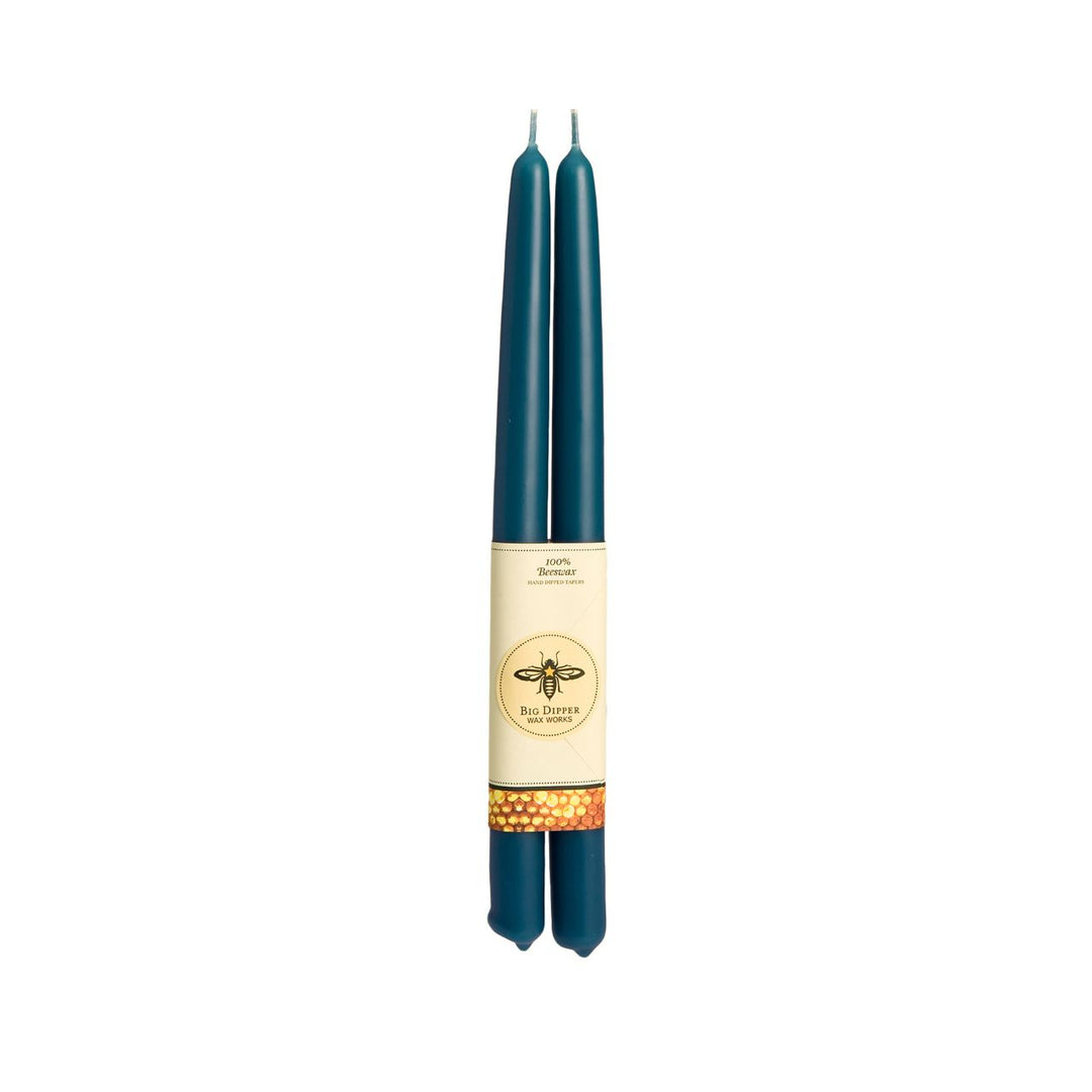 Teal Beeswax Taper Candles - Merry PigletsBig Dipper Wax Works