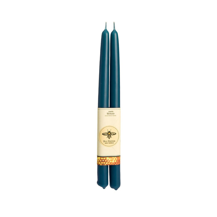 Teal Beeswax Taper Candles - Merry PigletsBig Dipper Wax Works